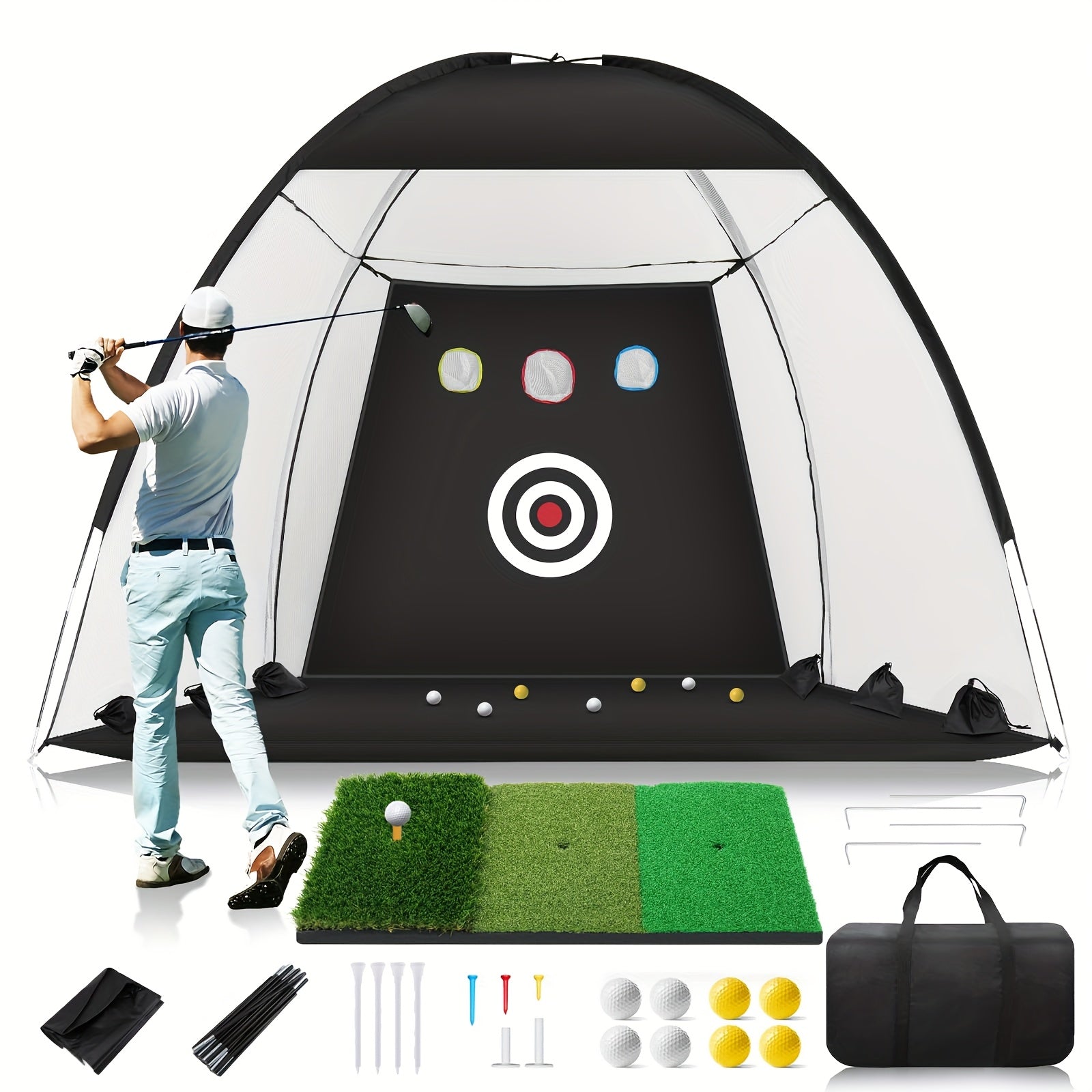 Golf Practice Net with Mat & Target-1