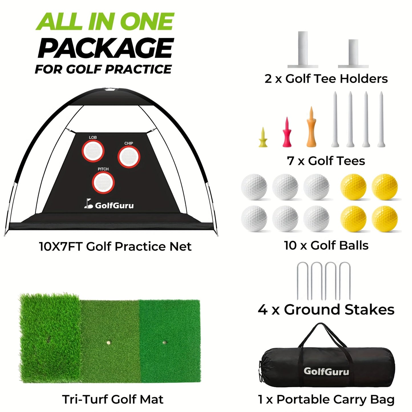 Golf Practice Net with Mat & Target-2