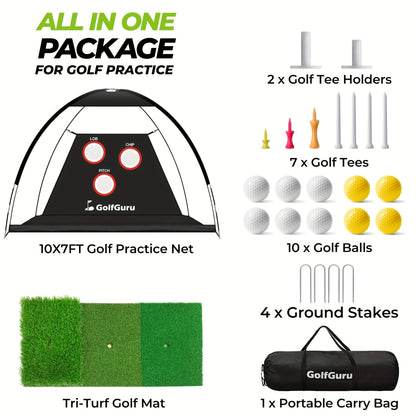 Golf Practice Net with Mat & Target-2
