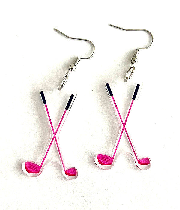 GOLF THEME ACRYLIC EARRING - CLUB-0
